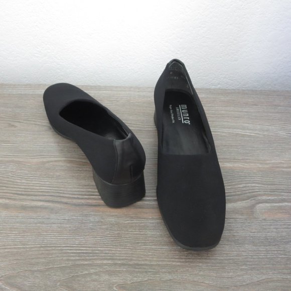 Munro Shoes - Munro Jet Black Traveler Shoes 1.5" Low Heel Square Closed Toe Slip On Sz 7